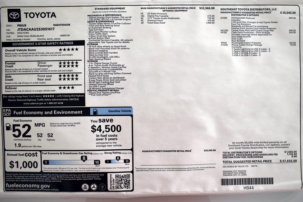 new 2025 Toyota Prius car, priced at $37,835