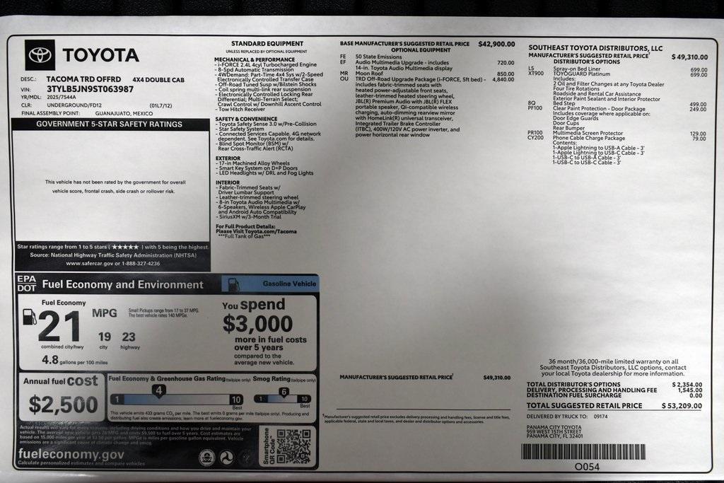 new 2025 Toyota Tacoma car, priced at $53,209