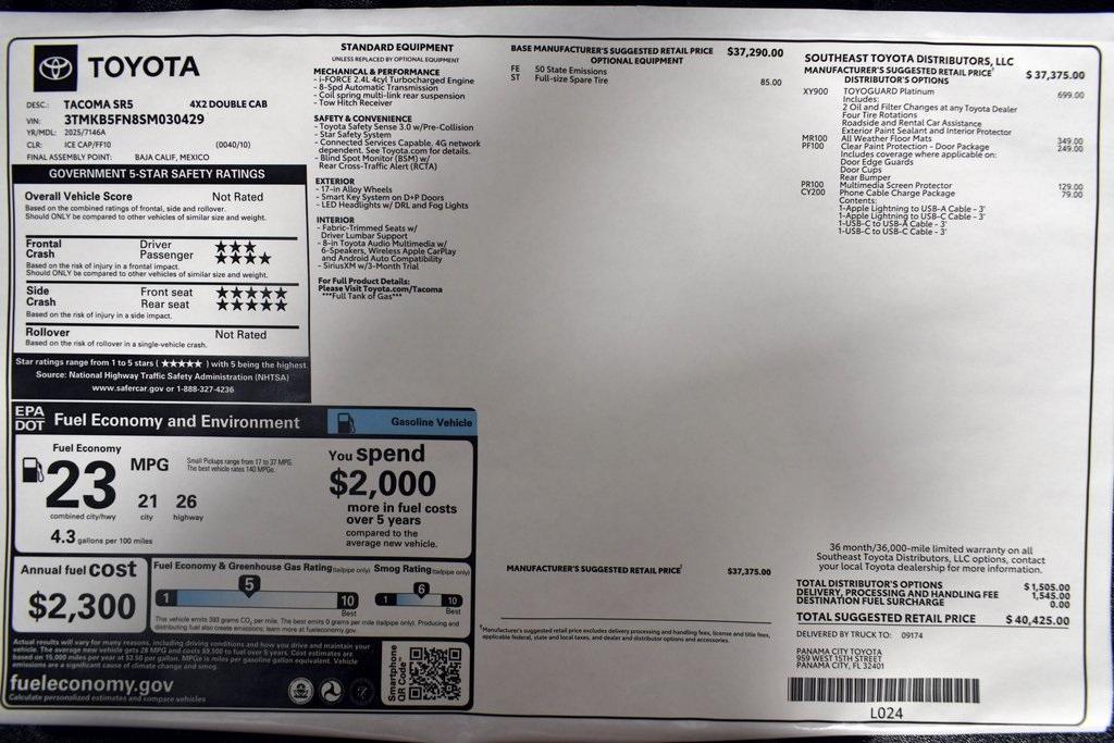 new 2025 Toyota Tacoma car, priced at $40,425