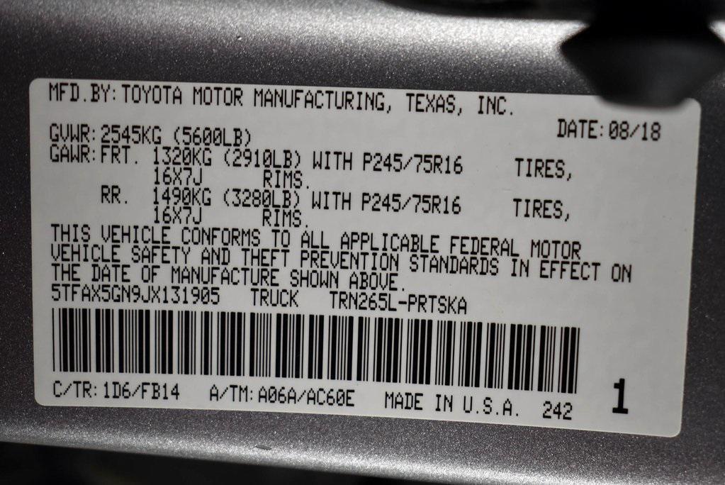 used 2018 Toyota Tacoma car, priced at $28,247