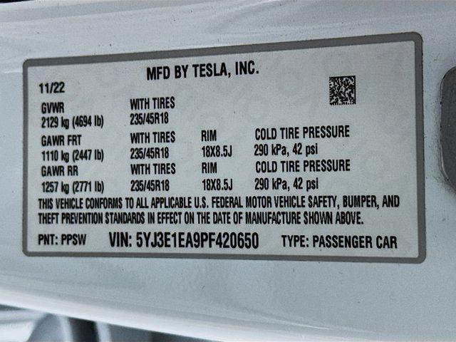 used 2023 Tesla Model 3 car, priced at $23,789