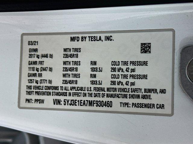 used 2021 Tesla Model 3 car, priced at $20,996