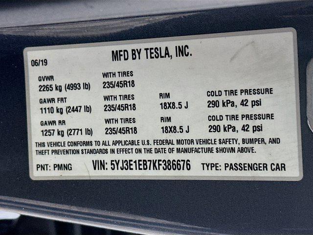 used 2019 Tesla Model 3 car, priced at $20,496