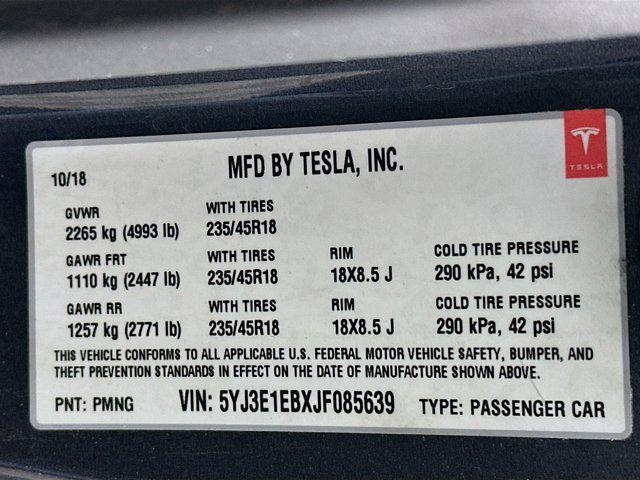used 2018 Tesla Model 3 car, priced at $22,496