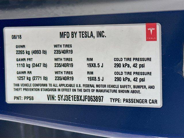 used 2018 Tesla Model 3 car, priced at $21,897