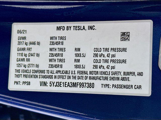 used 2021 Tesla Model 3 car, priced at $22,497