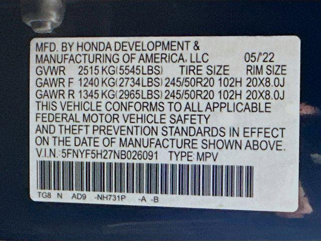 used 2022 Honda Pilot car, priced at $30,297