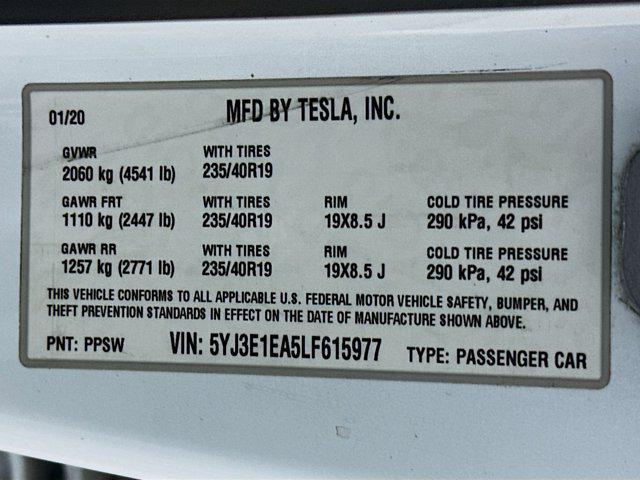 used 2020 Tesla Model 3 car, priced at $19,487