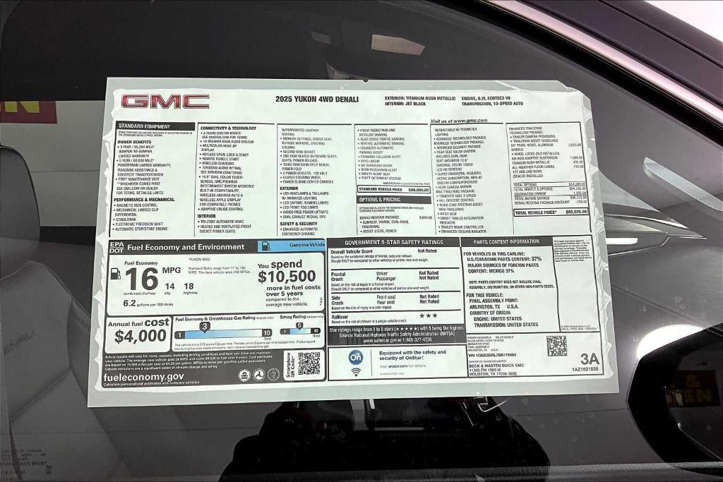 new 2025 GMC Yukon car, priced at $95,525