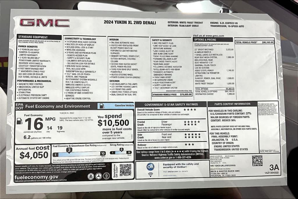 new 2024 GMC Yukon XL car, priced at $80,244