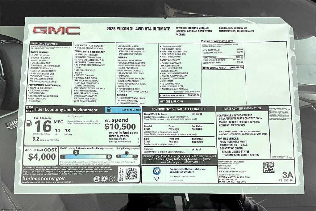 new 2025 GMC Yukon XL car, priced at $101,390