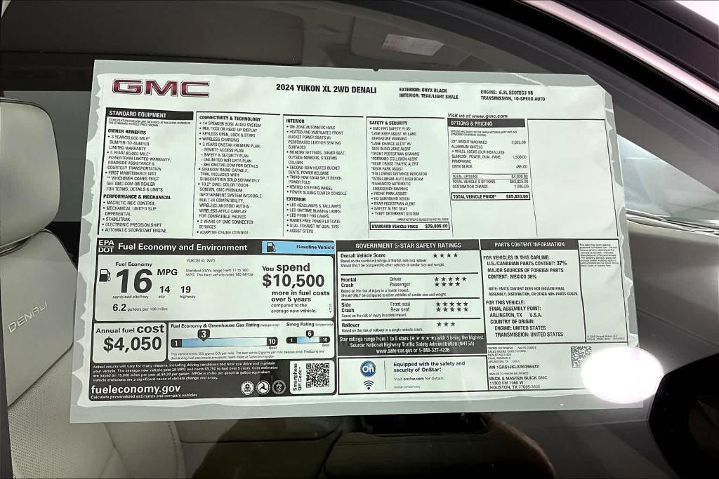 new 2024 GMC Yukon XL car, priced at $81,530