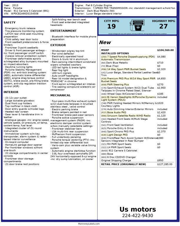 used 2013 Porsche 911 car, priced at $54,900