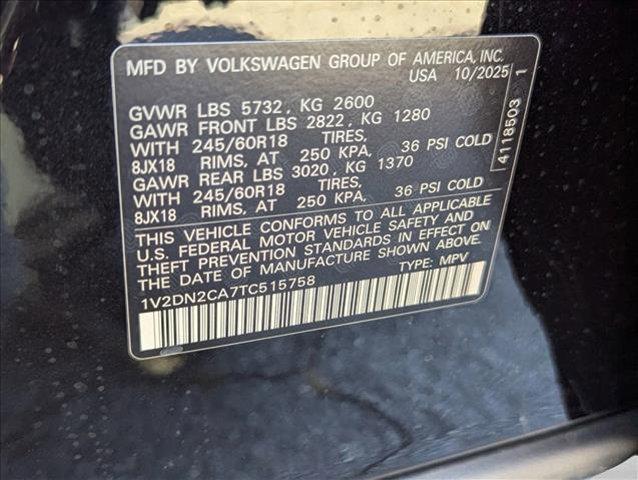 new 2026 Volkswagen Atlas car, priced at $41,902