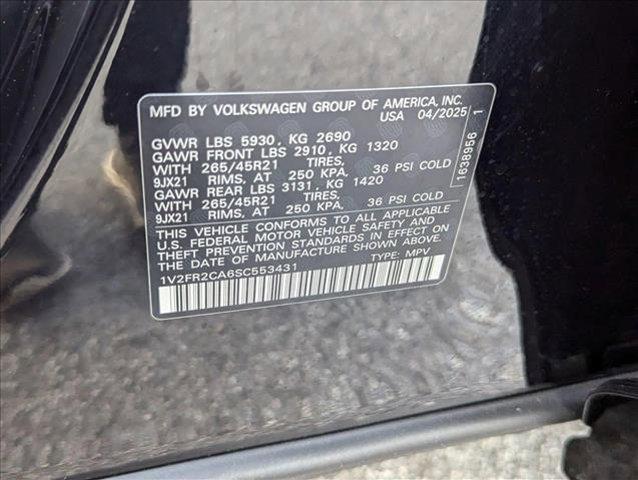 new 2025 Volkswagen Atlas car, priced at $54,196