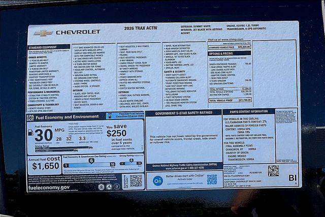 new 2026 Chevrolet Trax car, priced at $26,789