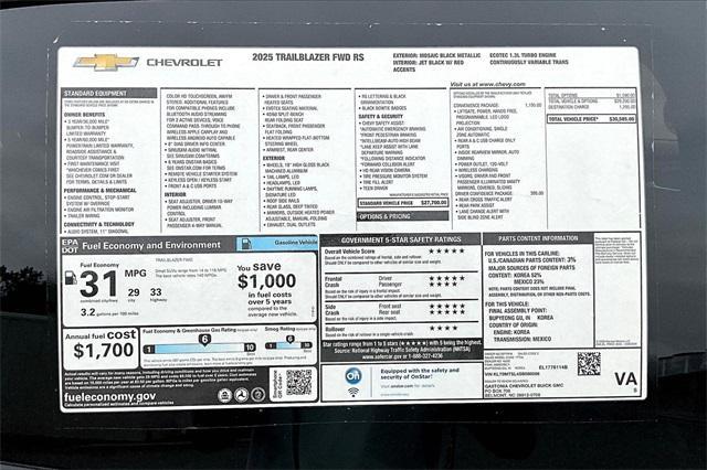 new 2025 Chevrolet TrailBlazer car, priced at $30,585