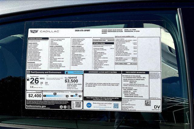 new 2026 Cadillac CT5 car, priced at $57,649