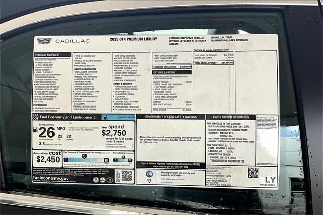 new 2025 Cadillac CT4 car, priced at $42,665