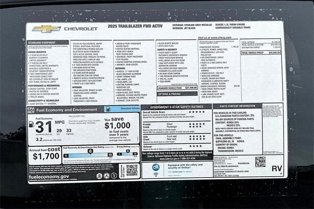 new 2025 Chevrolet TrailBlazer car, priced at $29,585