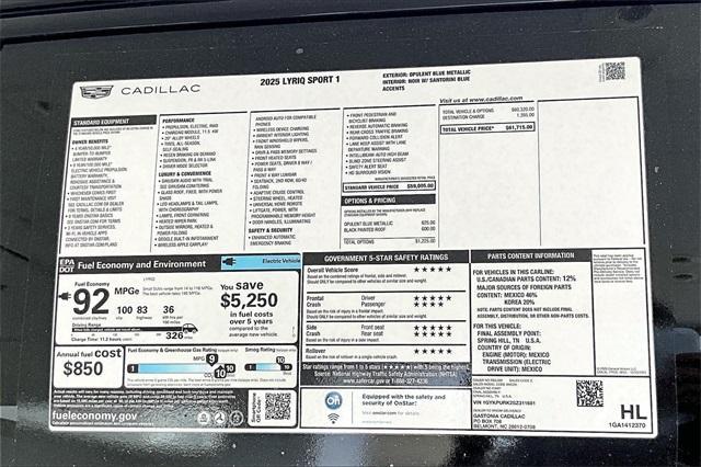 new 2025 Cadillac LYRIQ car, priced at $61,715
