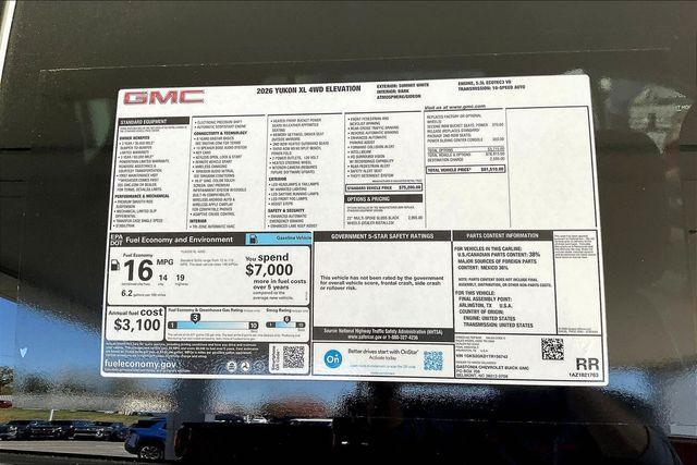 new 2026 GMC Yukon XL car, priced at $77,510