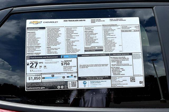 new 2026 Chevrolet TrailBlazer car, priced at $29,380