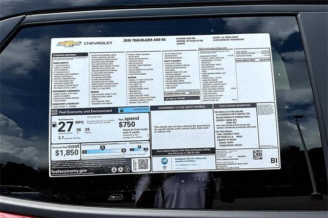 new 2026 Chevrolet TrailBlazer car, priced at $32,380