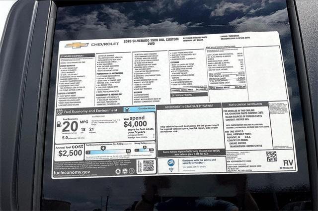 new 2026 Chevrolet Silverado 1500 car, priced at $38,980