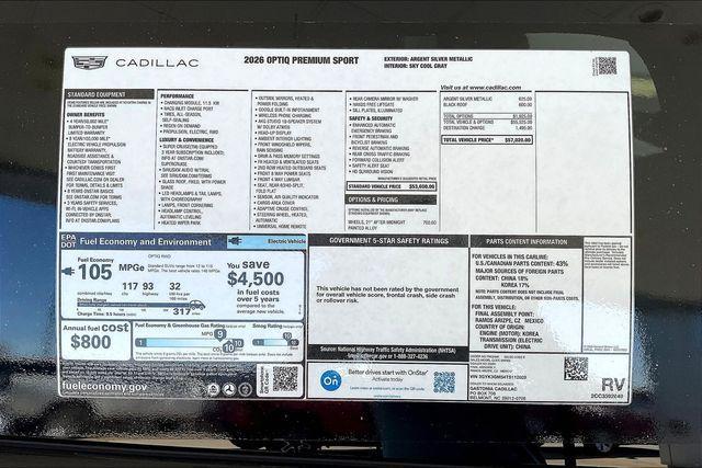 new 2026 Cadillac OPTIQ car, priced at $57,020