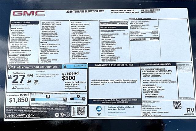 new 2026 GMC Terrain car, priced at $34,640