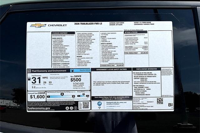 new 2026 Chevrolet TrailBlazer car, priced at $25,480
