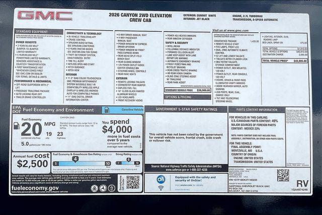 new 2026 GMC Canyon car, priced at $40,905
