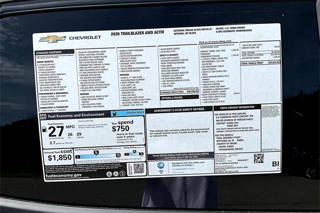 new 2026 Chevrolet TrailBlazer car, priced at $33,875