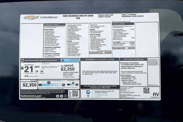 new 2026 Chevrolet Colorado car, priced at $33,090