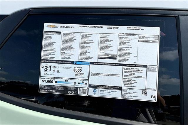 new 2026 Chevrolet TrailBlazer car, priced at $30,780