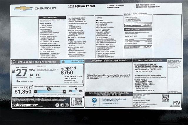 new 2026 Chevrolet Equinox car, priced at $29,490