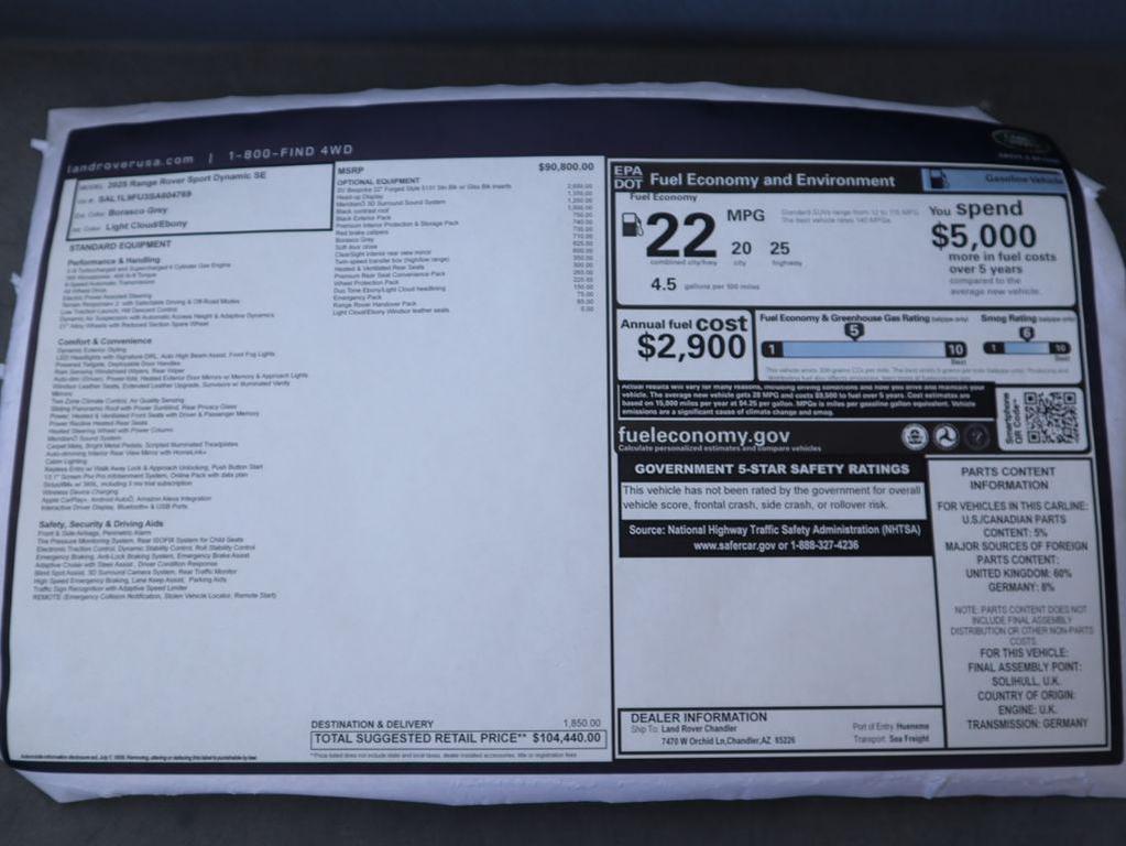 new 2025 Land Rover Range Rover Sport car, priced at $104,440