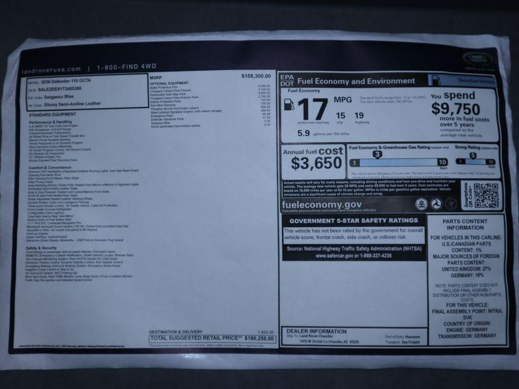 new 2026 Land Rover Defender car, priced at $180,256