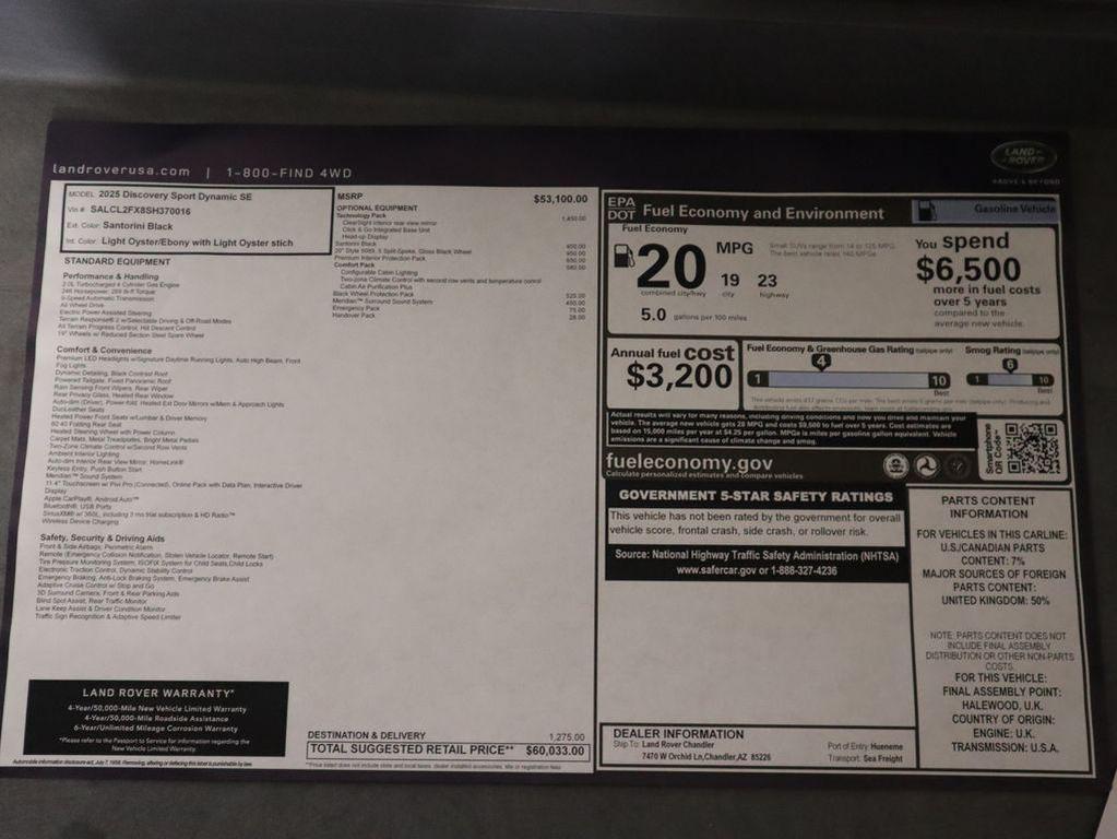 new 2025 Land Rover Discovery Sport car, priced at $60,033