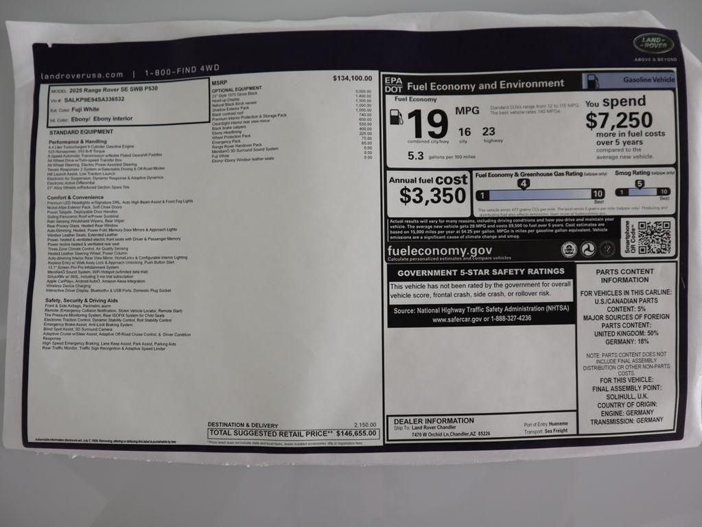 new 2025 Land Rover Range Rover car, priced at $146,655