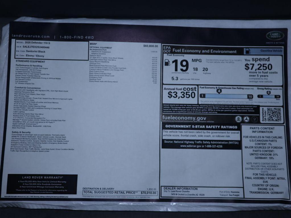 new 2025 Land Rover Defender car, priced at $69,793