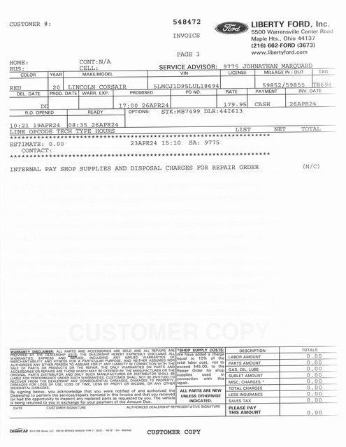 used 2020 Lincoln Corsair car, priced at $23,899