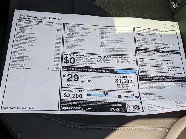 new 2025 BMW X3 car, priced at $53,175