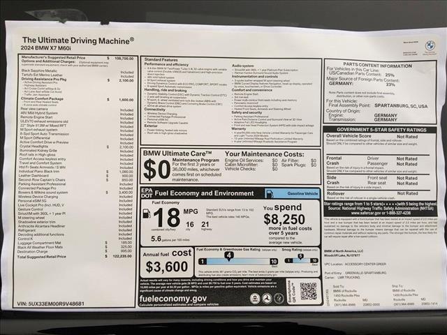 new 2024 BMW X7 car, priced at $122,235