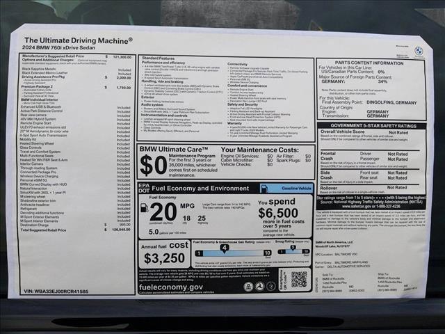 new 2024 BMW 760 car, priced at $126,045