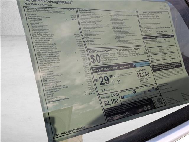 new 2026 BMW X3 car, priced at $57,475