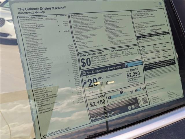 new 2026 BMW X3 car, priced at $60,325
