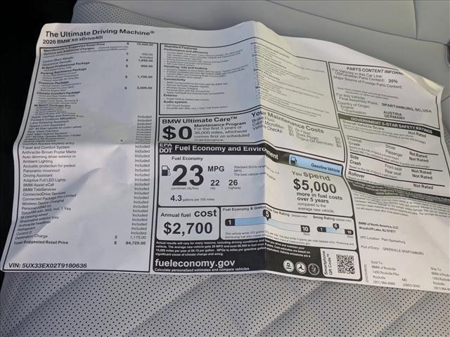 new 2026 BMW X6 car, priced at $84,725