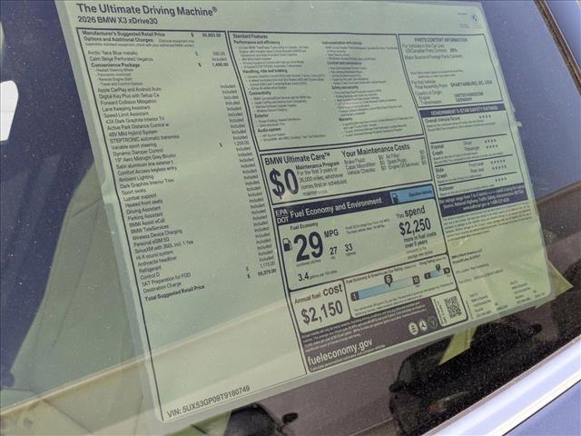 new 2026 BMW X3 car, priced at $55,375